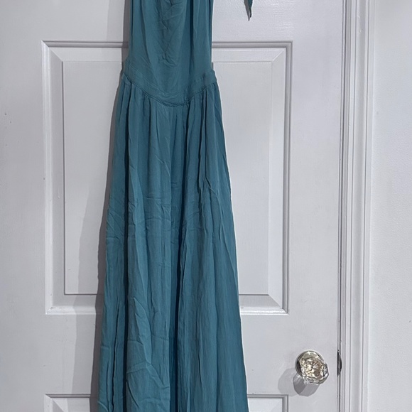Free People Tie Neck Backless dusty turquoise dress - size S - Picture 3 of 6